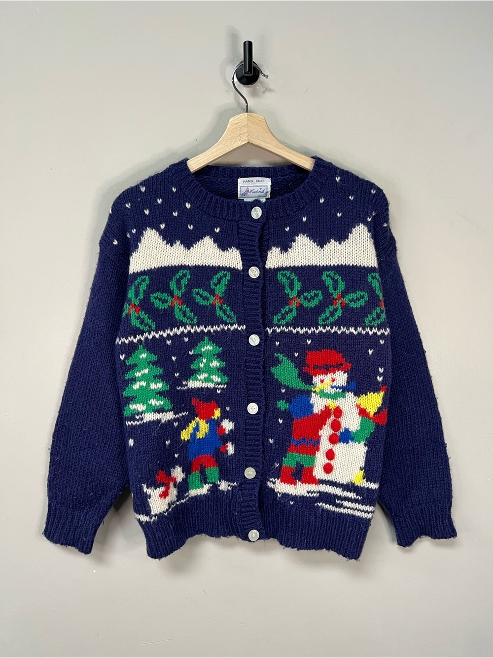 Vintage Christmas Hand Knit Cardigan